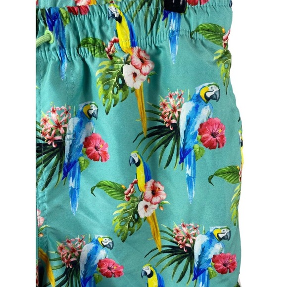 Ring of Fire Swim Trunks Shorts Large Mens Bottoms Tropical Floral Parrot 5" Ins - Picture 2 of 6